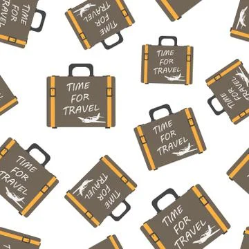 Time for travel concept seamless pattern background. Business flat vector ill Stock Illustration