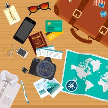 Time to travel elements in top view Stock Illustration