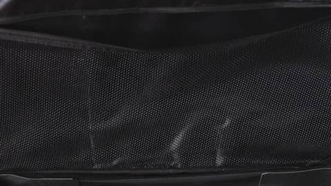 Time to travel or delay during a trip, empty suitcase with clock in it and ca Video stock 123741871