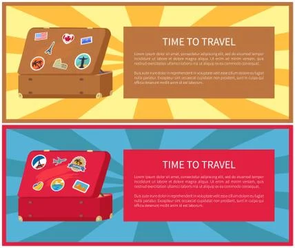Time to Travel Posters Set Vector Illustration Stockillustratie