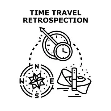 Time travel retrospection concept vector illustration Illustrazione stock