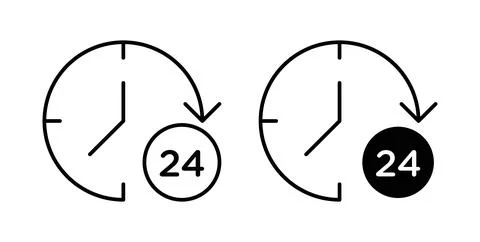 Time twenty four icon symbol, outline icons イラスト素材