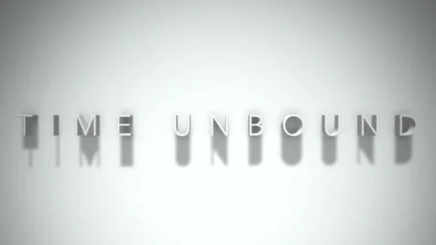 Time unbound 3D title animation white text on a white background Video stock 299373614
