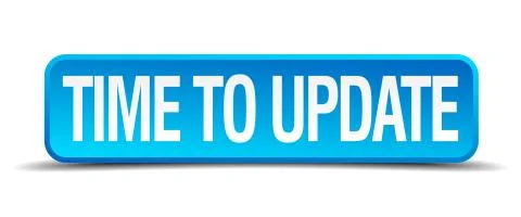 Time to update blue 3d realistic square isolated button Illustrazione stock