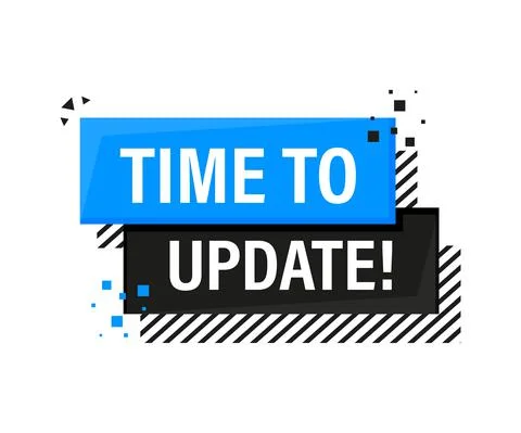 Time to update blue label on white background. Blue banner. Vector illustrati Stock-Illustration