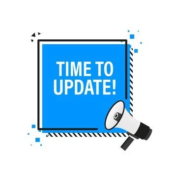 Time to update blue label on white background. Blue banner. Vector illustrati Illustrazione stock