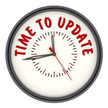 Time to update. Clock with text Illustrazione stock