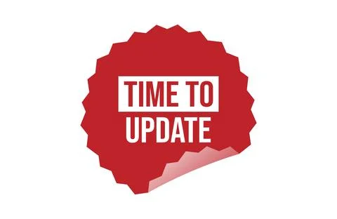 Time to update red ribbon label banner. Stock Illustration