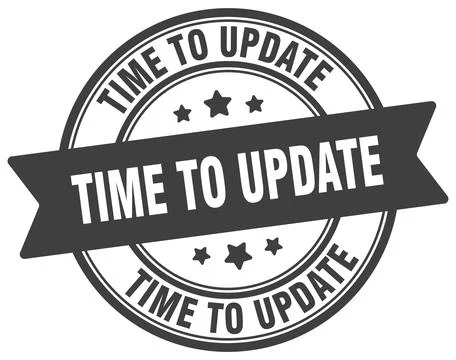 Time to update stamp. time to update label on transparent background. round.. Stock Illustration