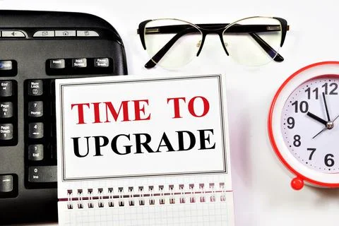 Time to update. A text label in the planning notebook. Stock Photos