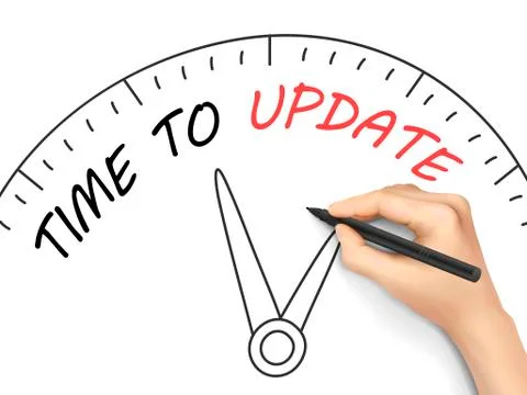 Time to update words written by 3d hand 스톡 일러스트
