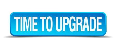 Time to upgrade blue 3d realistic square isolated button 스톡 일러스트