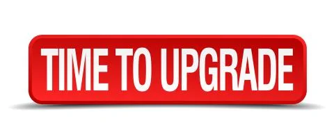 Time to upgrade red 3d square button isolated on white Illustrazione stock