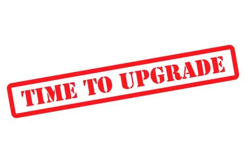 Time to upgrade stamp symbol, label sticker sign button, text banner vector i Stock Illustration