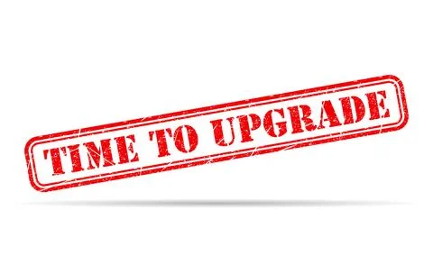 Time to upgrade stamp symbol shadow, label sticker sign button, text banner v Illustrazione stock