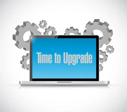 Time to upgrade tech computer sign concept Stock Illustration