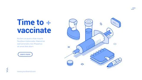 Time To Vaccinate And Immunization Isometric Banner Vector Illustration Stock Illustration