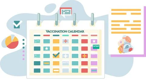 Time to vaccinate concept. Immunization campaign. Vaccination schedule with Stock Illustration