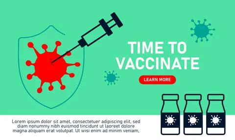Time to vaccinate. Modern flat concept for web design. Vector illustration with Stock Illustration