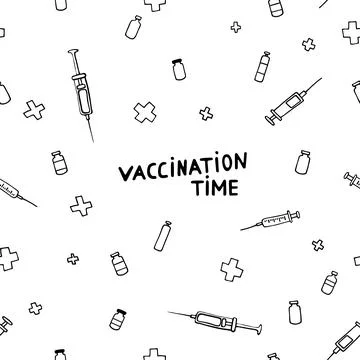 Time for Vaccination pattern Stock Illustration