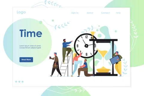 Time vector website landing page design template Illustrazione stock