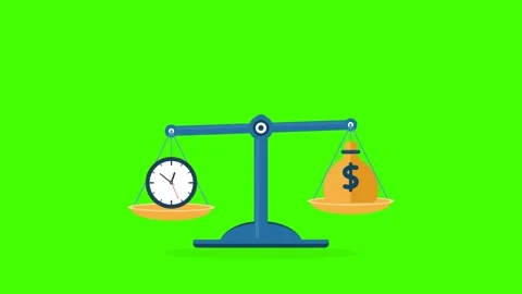 Time Versus Money Balance Scale Business Animation Vídeo Stock 344167157