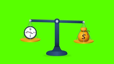 Time Versus Money Balance Scale Animation Stock Footage 344167159