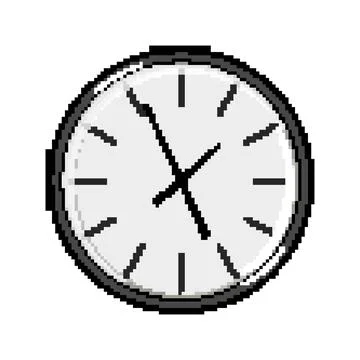 Time wall clock pixel art vector illustration Stock Illustration