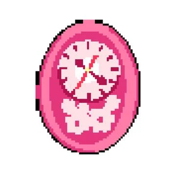 Time wall clock pixel art vector illustration Stock Illustration
