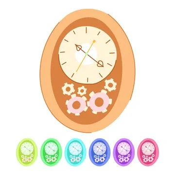 Time wall clock vector cartoon graphic Illustrazione stock