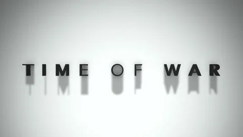 Time of war title matte black title over a white background Stock Footage 301837767