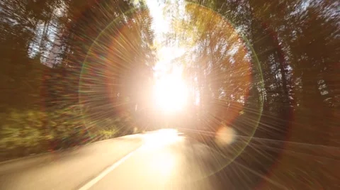 TIME WARP Onboard-Camera driving in Sun (Germany, black forest) Stock Footage 42125790