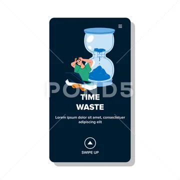 Time Waste Boy On Computer In Internet Vector Stock Illustration