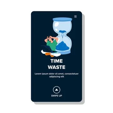 Time Waste Boy On Computer In Internet Vector Stock Illustration