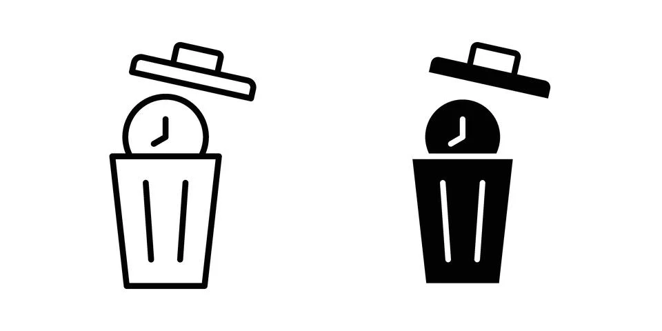 Time waste icon silhouette vector set. thin line pack Stock Illustration