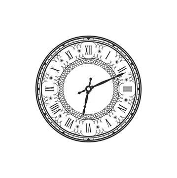 Time watch face isolated dial with roman numerals Stock Illustration