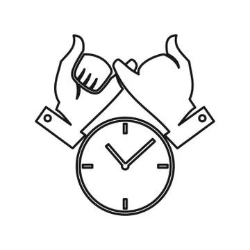 Time watch hand Commitment Teamwork Together Outline Logo 스톡 일러스트