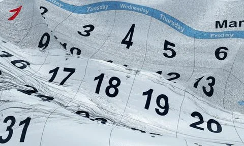 Time waves wave  calendar numbers month days yars passing - 3d rendering Illustrazione stock
