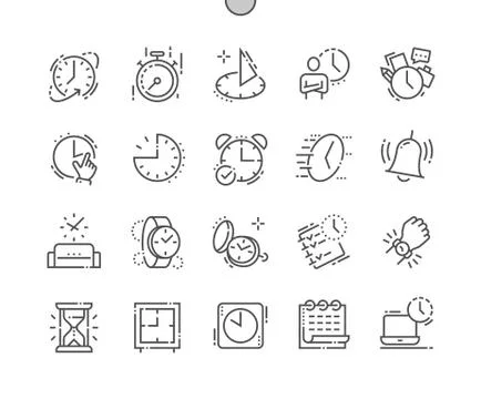 Time Well-crafted Pixel Perfect Vector Thin Line Icons 30 2x Grid for Web Stock-Illustration