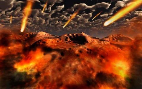 A time when the Earth was being formed, known as the Hadean Period. Stock Illustration