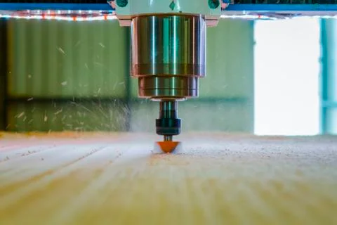 The time when the milling machine started working. cnc. Stock Photos