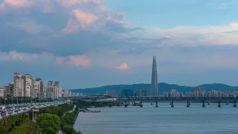 Time will expire on 2 September 2018. The skyline at the Han River, Seoul, Korea Stock Footage 95137610