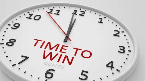 Time to win clock text modern bright style 3d illustration Stock Illustration