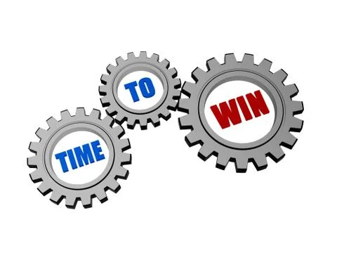Time for win in silver grey gears Stock Illustration