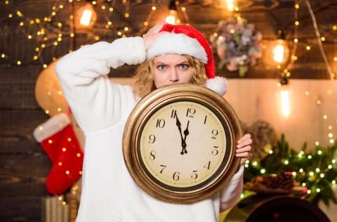 Time for winter party. Time for miracles. Few minutes left. New year countdown Foto stock