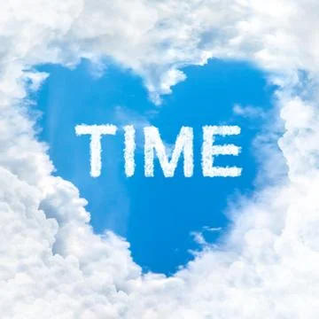 Time word inside love cloud blue sky only Stock Photos