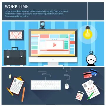 Time to work and process Stock Illustration
