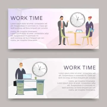 Time to work business corporate process, workplace, vector illustration. Stock Illustration