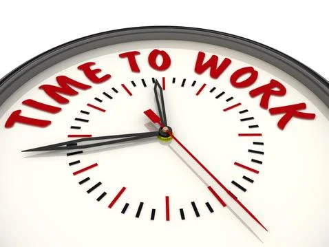 Time to work. Clock with text Иллюстрация