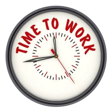 Time to work. Clock with text Ilustração Stock